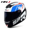 HNJ Unisex Full-Face Summer Motorcycle Helmet with Gray Riding Horns - Stylish and Safe for Racing