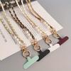High-end Mobile Phone with Leather Card Holder and Pearl Shoulder Strap