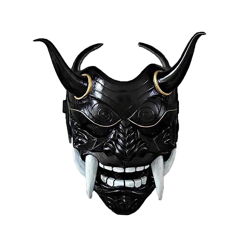 

Halloween Japanese Color Bonjour Noh Kabuki Demon Mask Hundred Ghosts Night Out Silicone Ghost Samurai Props Prom Party Mask