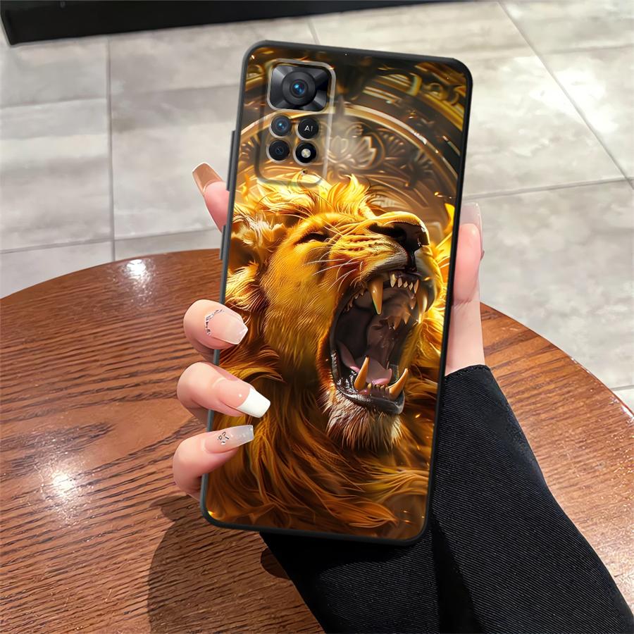 Cool Tiger Lion Black Soft Phone Cover Case for Xiaomi Redmi Note 11s 9S 12s 10S 9 10 11 12 Pro 13 14 Plus 7 8