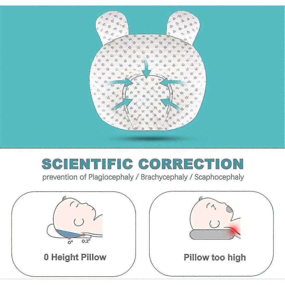 Muitar Soft Baby Nursery Pillows Unisex Newborns Head Shaping Infant Support Sleeping Head Sleep Pillows with Bear Ears
