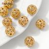 14K Gold Plated Brass Round Hollow Out Large Spacer Beads For Bracelet Making,Separators for Beads,DIY Jewelry Accessories