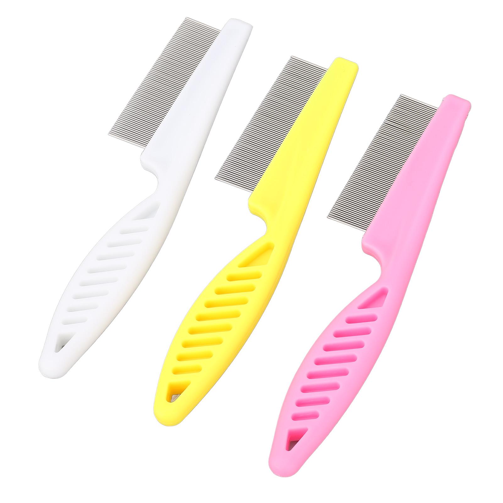 

3 Pack Pets Flea Comb with Handle Efficient Anti Slip Handle Lice Grooming Comb Set for Dogs Cats