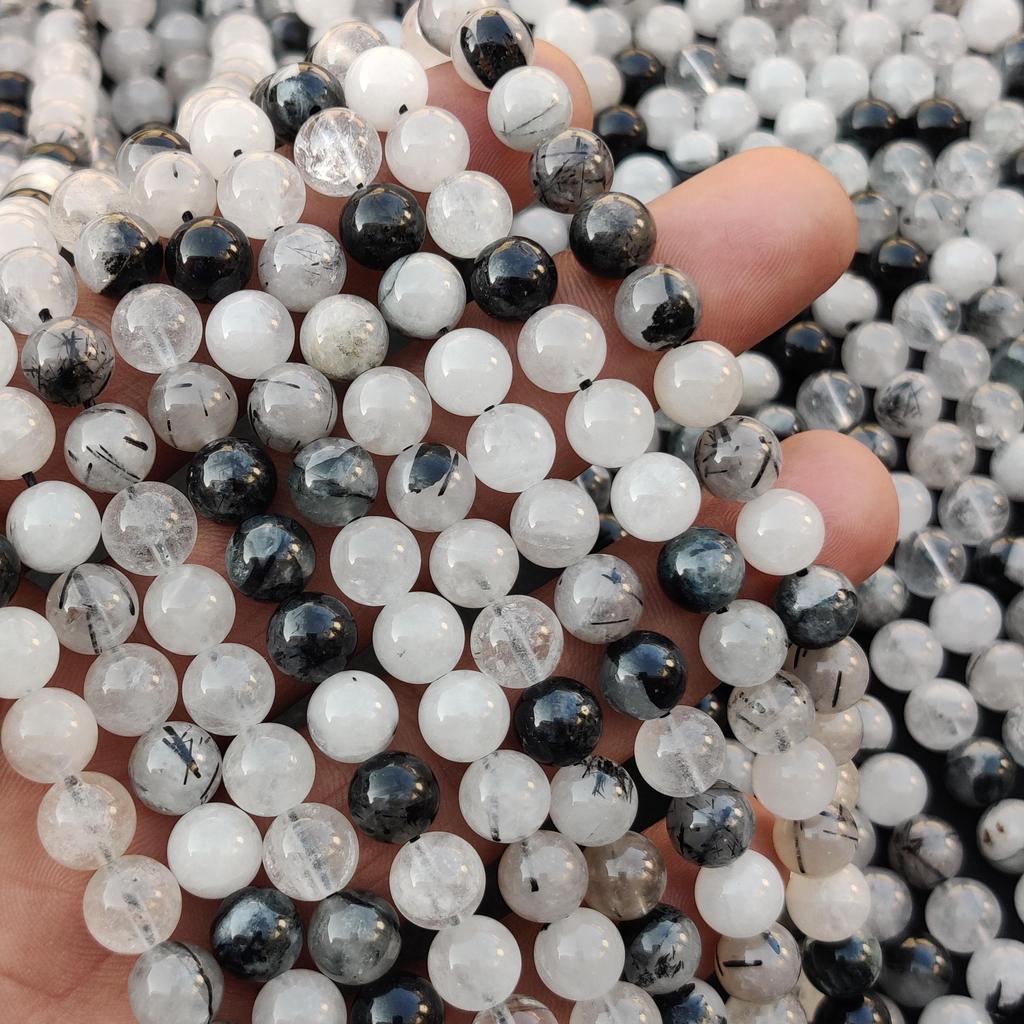 Black Rutile Plain Round Natural Beads, Black Rutile Plain Beads, Black Rutile Smooth Beads, 6mm 8mm 10mm Size, 14-15 Inch Strand Beads.