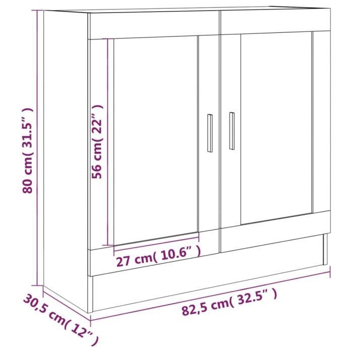 VidaXL Display Cabinet Sonoma Grey 82.5x30.5x80 Cm Engineered Wood 815616