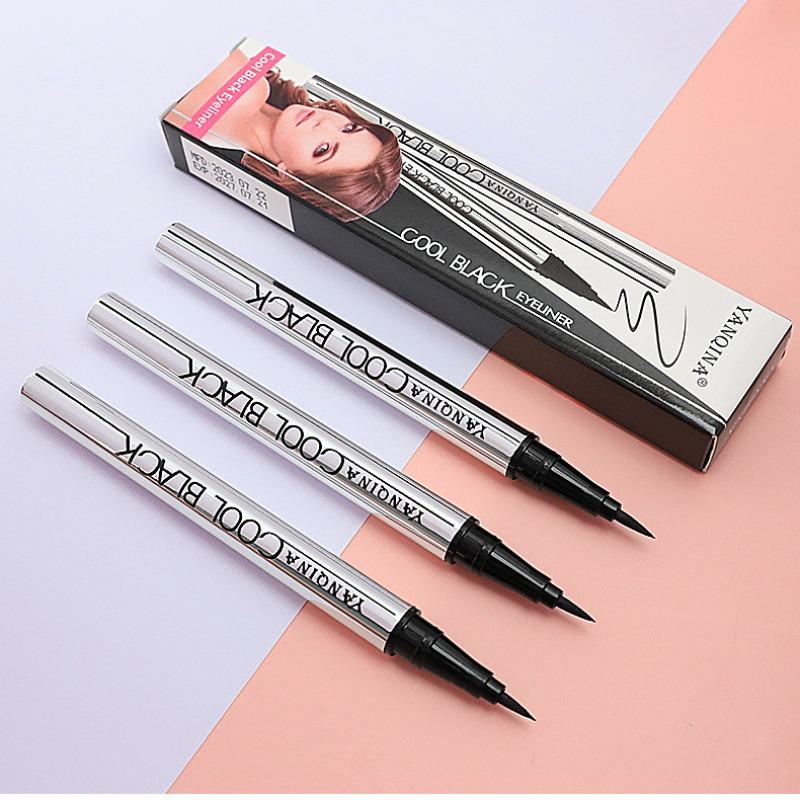 Yanqina Cool Black Eyeliner Flüssigstift, Schnelltrocknend Wasserdicht, Make-up Haltend und Wischfest Eyeliner