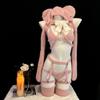 Sexy Bear Cosplay of Chest Pink Fluffy Moe Cat Cute Extremely Cute Small Breasts Babydoll Halloween Christmas Costume Pink One Size [SENMHS] (Set 12)