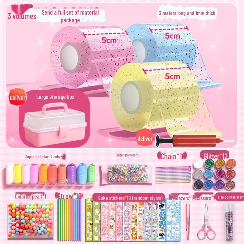 Nano Glue DIY Bubble Blowing Kit with Strong Sticky Double-Sided Tape and Decompression Toy