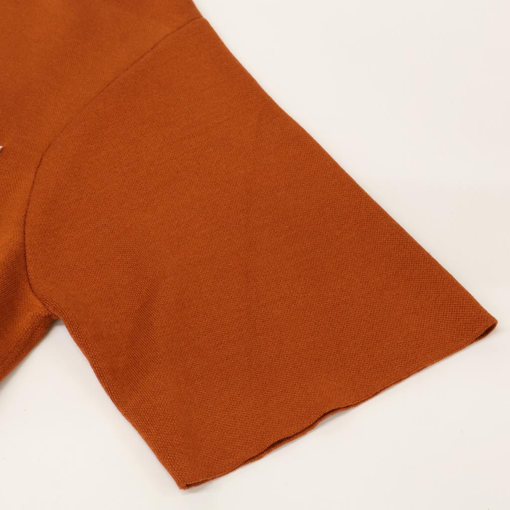 Hermes [New/Domestically Authorized] 5E2647DL Silk Blend Short Sleeve Knit Sweater/ Tops 34 OrangeUsed