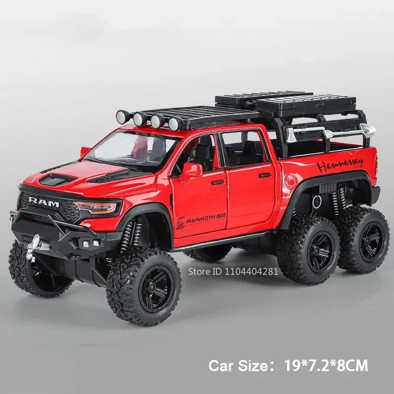1:32 Mammoth RAM Alloy Miniature Model Diecast Pickup Toys with Sound Light Pull Back Doors Opened Metal Vehice for Boy Toy Gift
