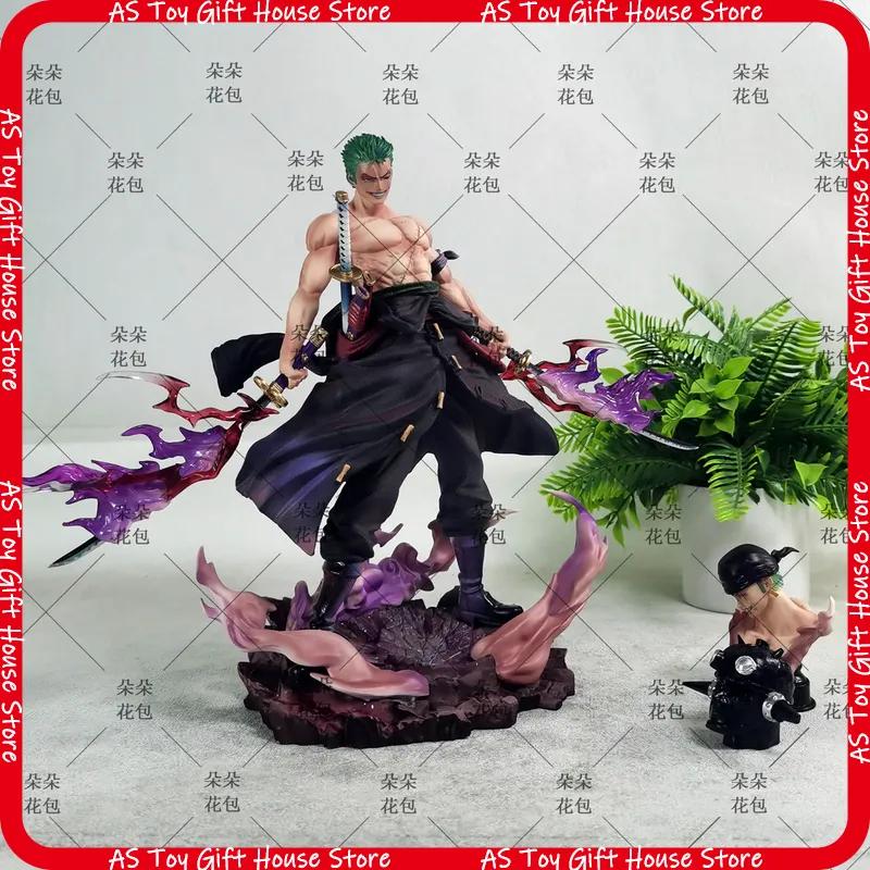 One Piece Roronoa Zoro Busoshoku Haki Action Figure Interchangeable Head Collectible Statue Desktop Decoration For Anime Fans