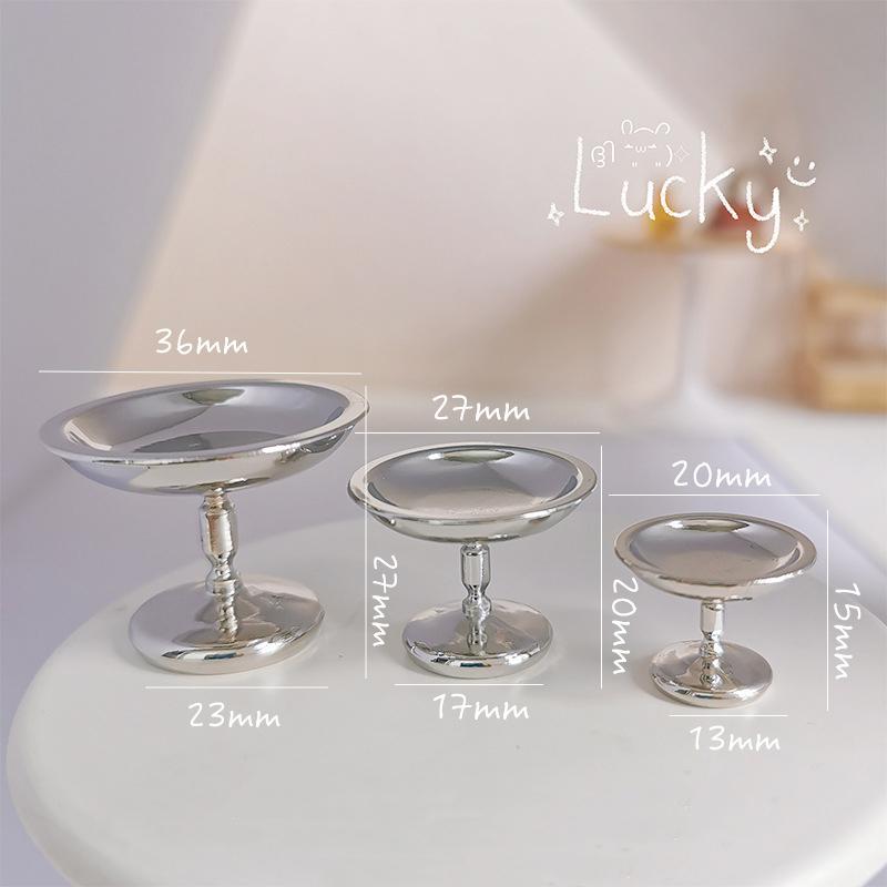 1Pcs Mini Metal Fruit Snack Tray Model Dollhouse Miniature Cake Dim Sum Tray DIY Decoration Doll House Accessories