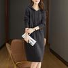 Hooded knitted sweater medium and long sweater skirt loose lazy hooded sweater women's dress new autumn and winter thick