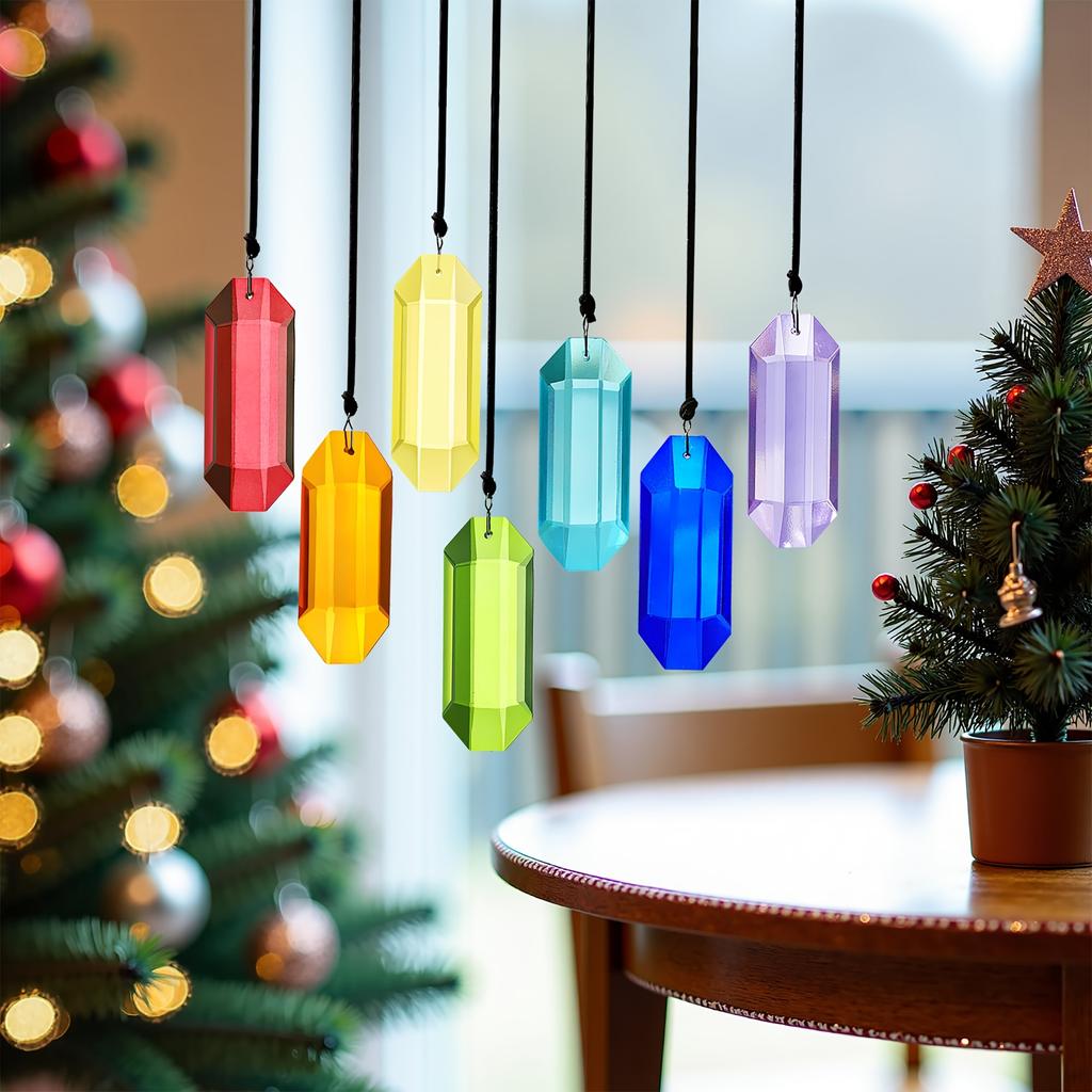 7pcs Crystal Sunlight Catchers Prism Indoor Window Hanging Decoration Rainbow Glass Prism Sunlight Catcher Decor for Home Garden