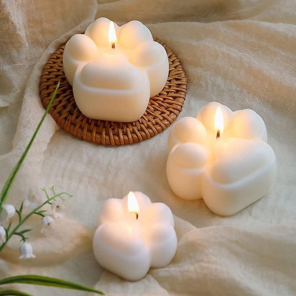 14Pcs Cute Cat Paw Candle DIY Silicone Mold Aromatherapy Candle Soap Making Mold Resin Molds Home Decoration