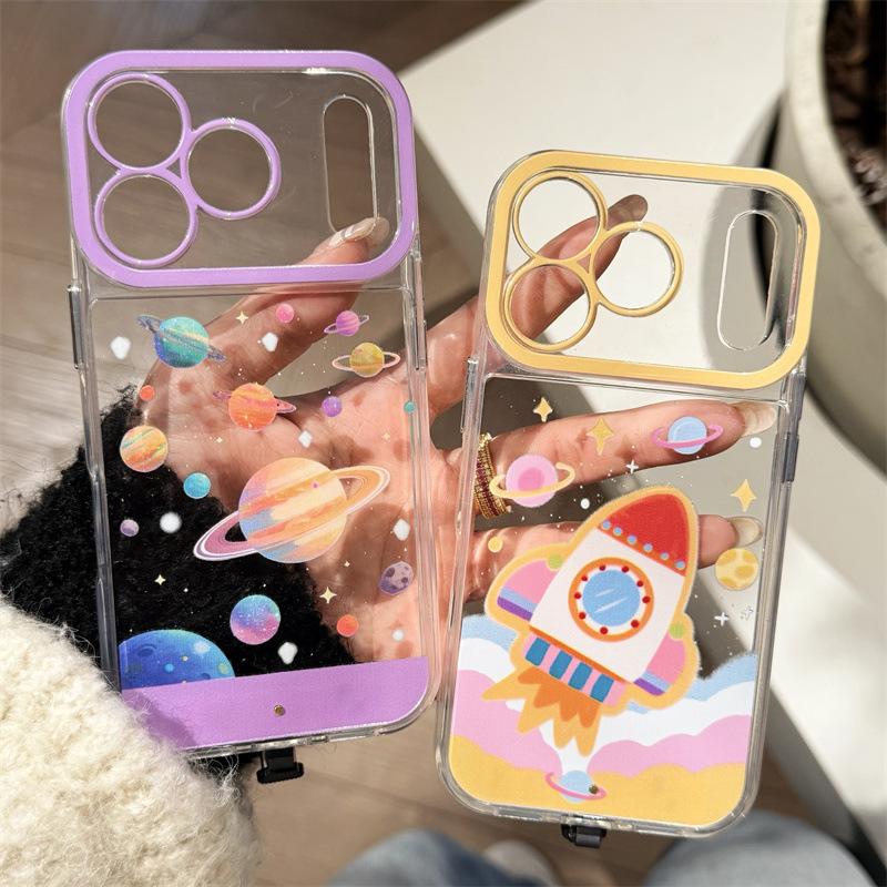 Illuminating call lights, flying saucer rocket phone cases suitable for iPhone 17 17Air 16 15 14 13 12 11 Promax XSMAX XR X