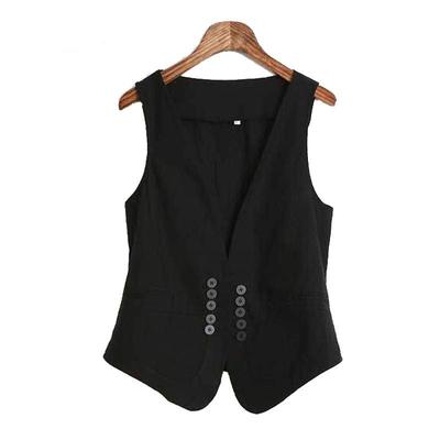 Women Vest Office Work Fashion Slim Coats Korean New Casual Blazer Black Sleeveless Jacket Female