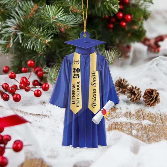 Graduation Ornament 2D Acrylic Gown And Stole Hanging Decoration Class of 2025 Souvenir Gift for High School College University Graduate