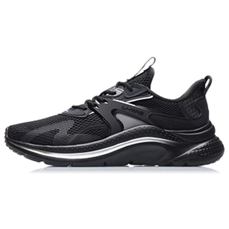New LiNing Liuyun Slip Resistant, Abrasion Resistant, Lightweight Low Top Running Shoes Men's Pure Black AGLR033-4