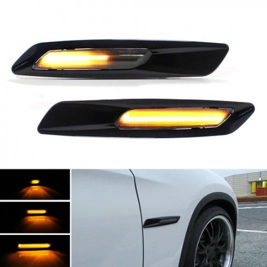 

Black F10 Style Sequential Amber LED Side Marker Lights For BMW 1 3 5 Series