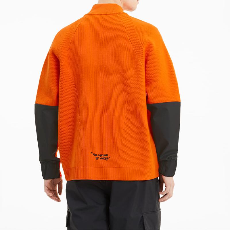 Puma X Central Saint Martins Loose Casual Stand Collar Knit Jacket Men Jackets Flame-Orange 598588-23