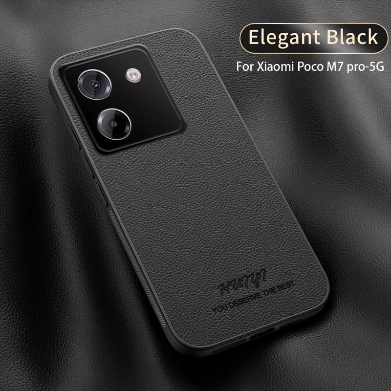 Luxury Business Leather Soft Frame Magnetic Cover For Xiaomi Poco M7 Pro PocoM7 Pro 5G Phone Cases Capa