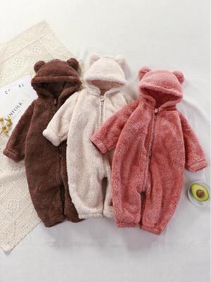 Newborn Plush Jumpsuit: Warm Autumn/Winter Zipper Coveralls & Pajamas