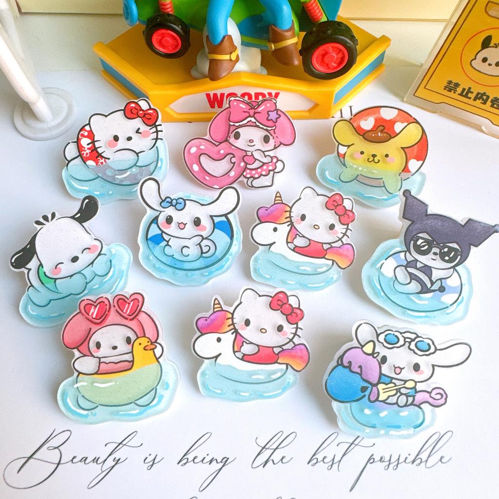 10Pcs New Acrylic Kawaii Cartoon Anime Summer Fun Series Clip Book Diy Jewelry Party Children Gift Hairpin Accessories A105