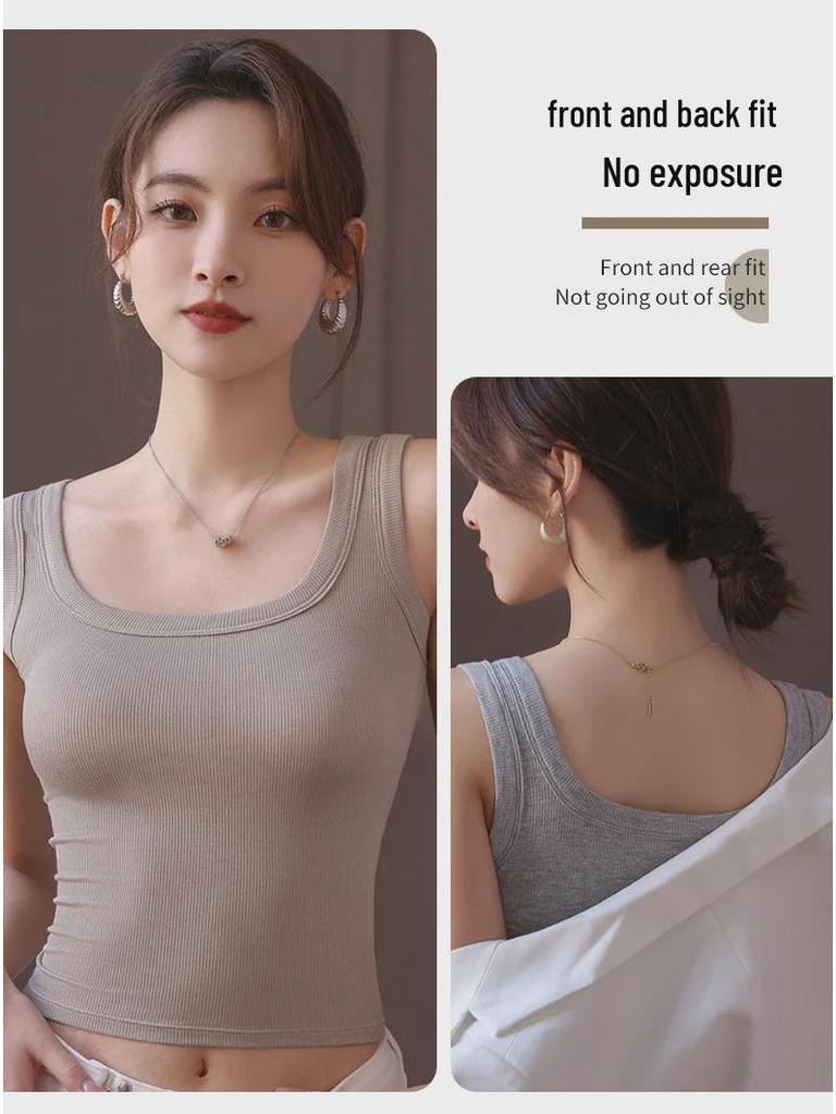 Square Neck Ribbed Tank Top for Women – Plus Size, Curvy, Racerback, Slimming Layer