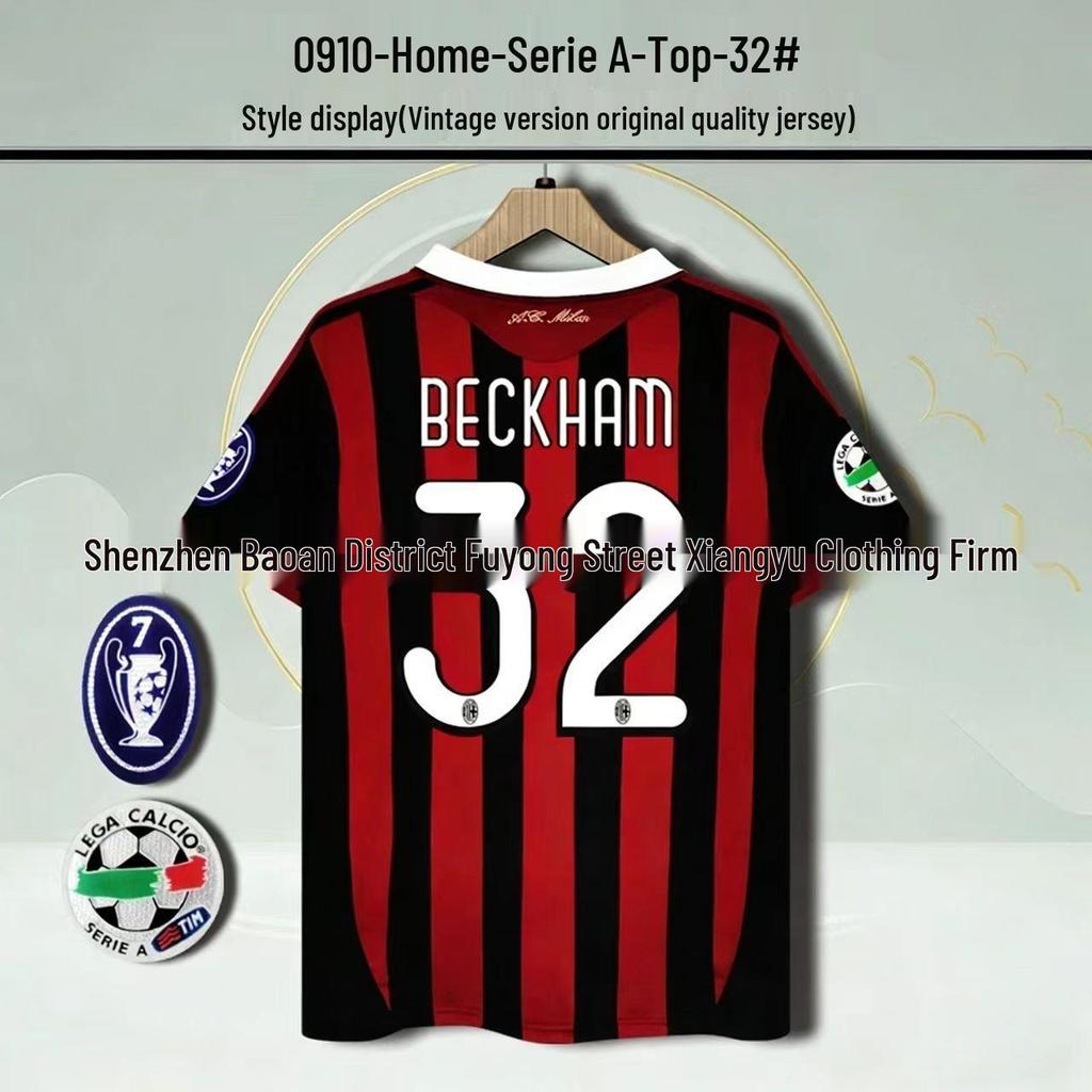 93–14AC Klassisches Retro-Fußballtrikot: 22 Kaka, 32 Beckham, 80 Ronaldinho, 99 Ronaldo