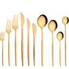 10Pcs Gold Dinnerware Sets Knife Fork Long Handle Spoons Dessert Flatware Mirror Cutlery Stainless Steel Tableware Silverware
