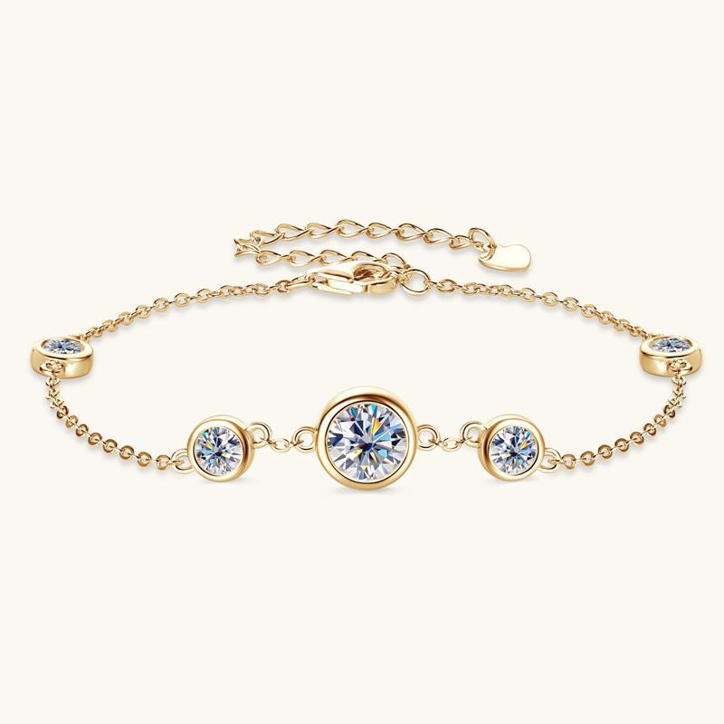 Anizw 2024 New 18k Gold Plated Bracelet 925 Silver Chain 2mm D Color Bezel Moissanite Bracelets Fashion Women's Jewelry Gifts