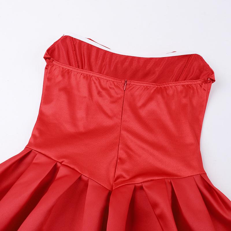 Spring and Summer Sexy Slim Fit Strapless Satin Dress