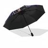 Umbrella, Rainy Night Themed Automatic Opening and Closing Umbrella, Compact Travel Umbrella, Lightweight and Portable, Suitable for Beach C