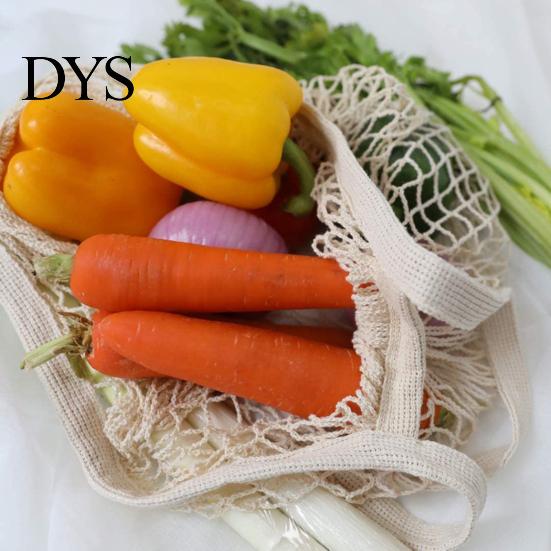 Cotton Mesh Handbag Bag Reusable Grocery Tote with Long Handles Washable Eco-Friendly Shopping Lightweight Foldable Net for Fruits And Vegetables