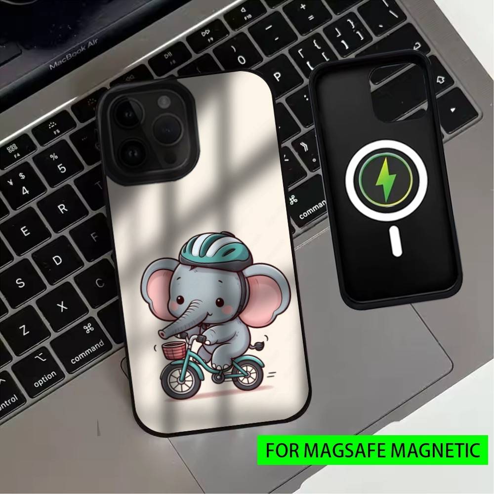 Cute Cartoon elephant Phone Case For iPhone17,16,15,14,13,12,11 Plus,Pro Max Magnetic For Magsafe Wireless Charging