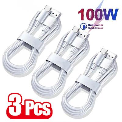 1-3PCS 10A 100W Type C Super Fast Charging Cable Data Cord For Samsung Huawei Xiaomi Redmi Quick Charing USB C Cables