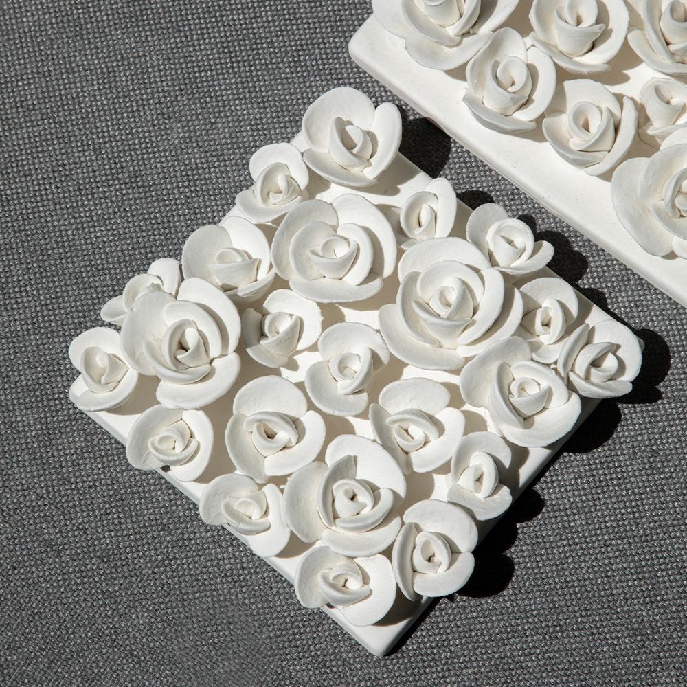 Ceramic Hand-made Petal Pendant Background Wall Decoration Embossed Rose Hanging Picture Adornment Home Accessories