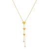 Gold Plated Y-Drop Lariat Necklace with Heart Charms CZ, Dainty Adjustable Snake Chain for Women, Romantic Daily Jewelry