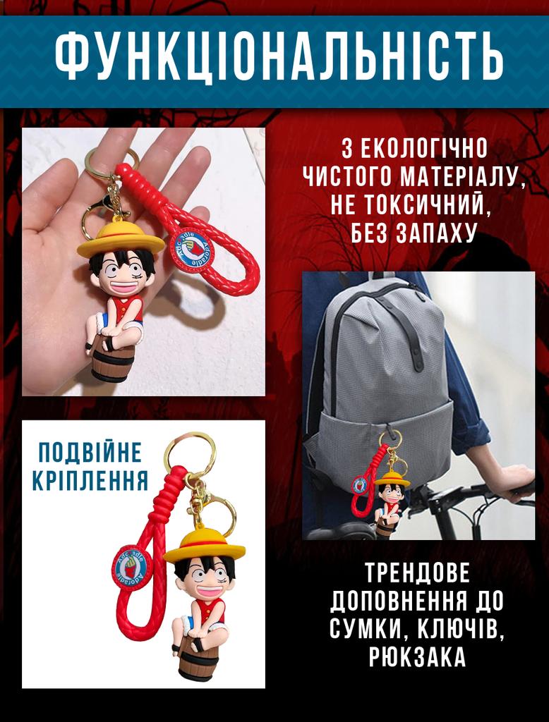 Keychain One Piece Big Kush Manga Monkey D. Luffy Monkey Straw Hat On Barrel Keychain 7.5 Cm
