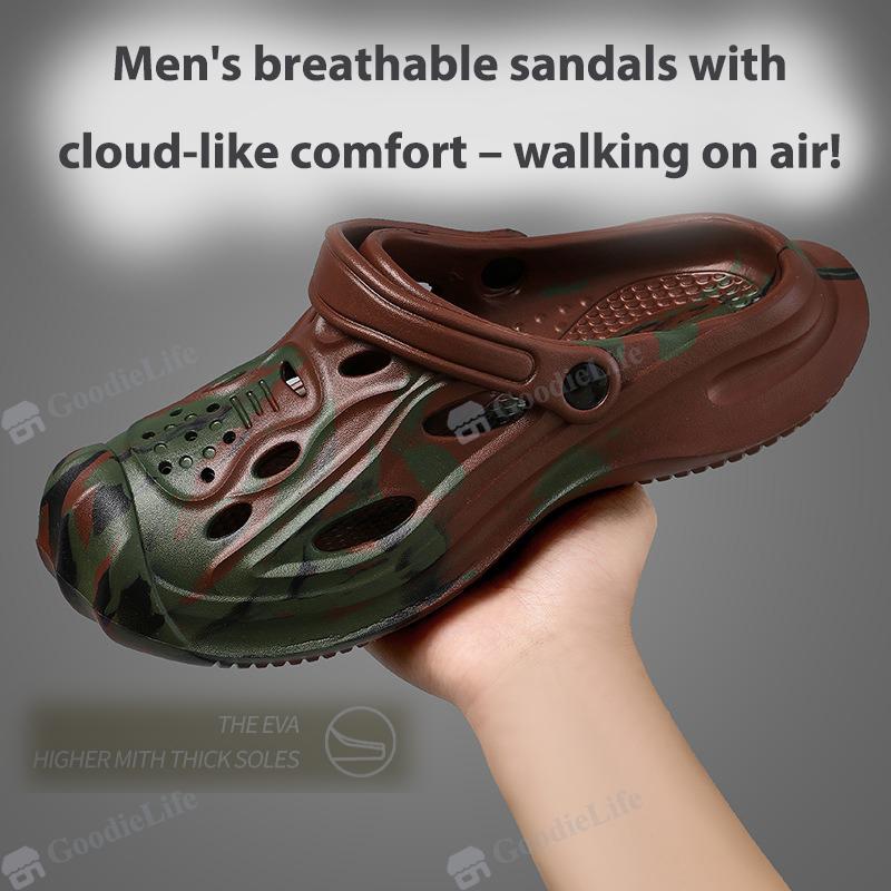 

Новые мужские камуфляжные уличные тапочки, нескользящие пляжные туфли, цветная блокировка, дизайн пещеры для вождения, сада 44-45