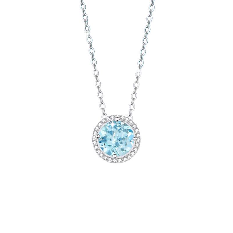 S925 Sterling Silver Natural Topaz December Birthstone Necklace, Simple Versatile Clavicle Chain