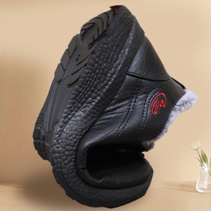 Winter Cotton Shoes Soft-soled Non-slip Padded Thickened Warm Leather Waterproof Men's and Women's Cotton Boots