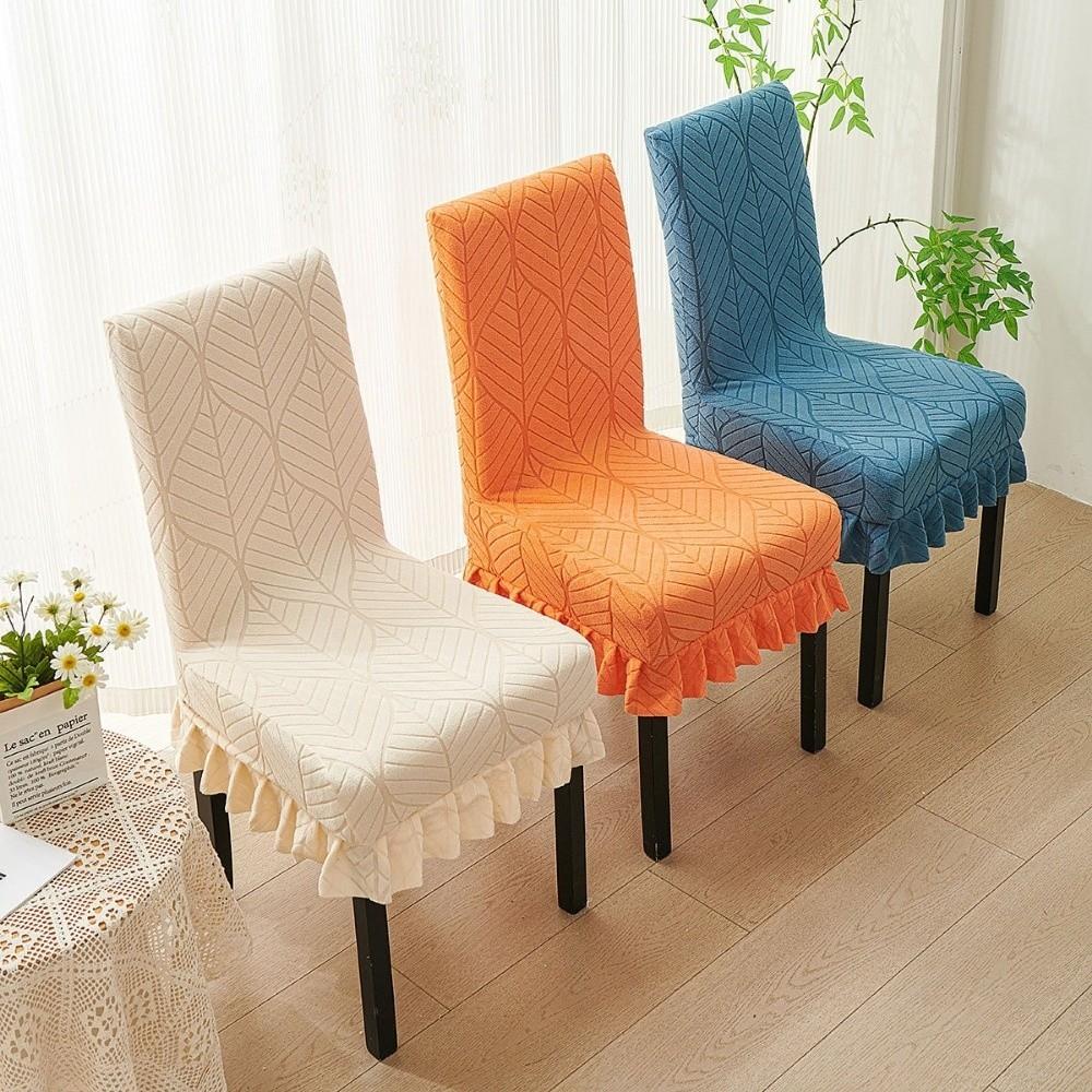 New Anti-slip Chair Cover Backrest Jacquard Elastic Dining Chair Cover Soft Skirt Edge Chair Slipcover For Office Home Seats