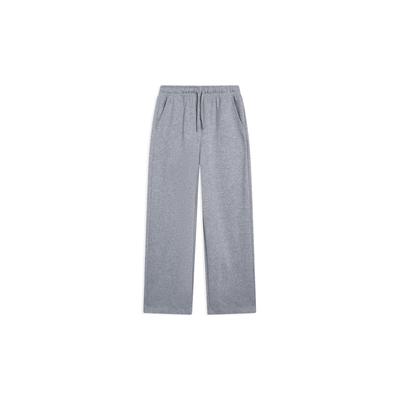 Série Estilo de Vida Esportivo Li Ning Cor Sólida Logo Bordado Calça Esportiva de Malha de Perna Reta Calças Femininas Flor-Cinza Tubarão-Cinza AKLSH08-3