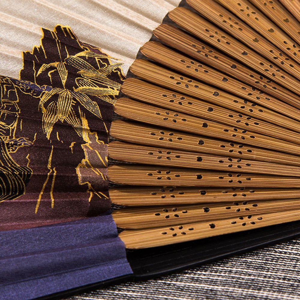 Silk Chinese Style Dance Fan Gift Craft Wedding Party Art Folding Fan Handle Hand Fan Home Decoration Fan Crafts