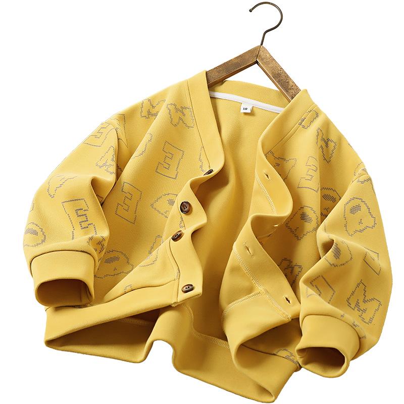 Boys' Autumn Knit Printed Jacket - Casual Outerwear for Kids
