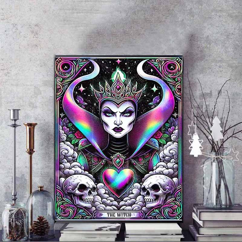 Disney 5D DIY Diamond Painting Evil Queen Illustration Full Round Diamond Mosaic Cartoon Cross Embroidery Art Painting Home Decor