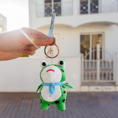 Yousheng Plush Cartoon Frog Keychain Blue Red Scarf Stuffed Frog Car Key Ring Backpack School Bag Charm Purse Pendant Hanging Decoration Ornament