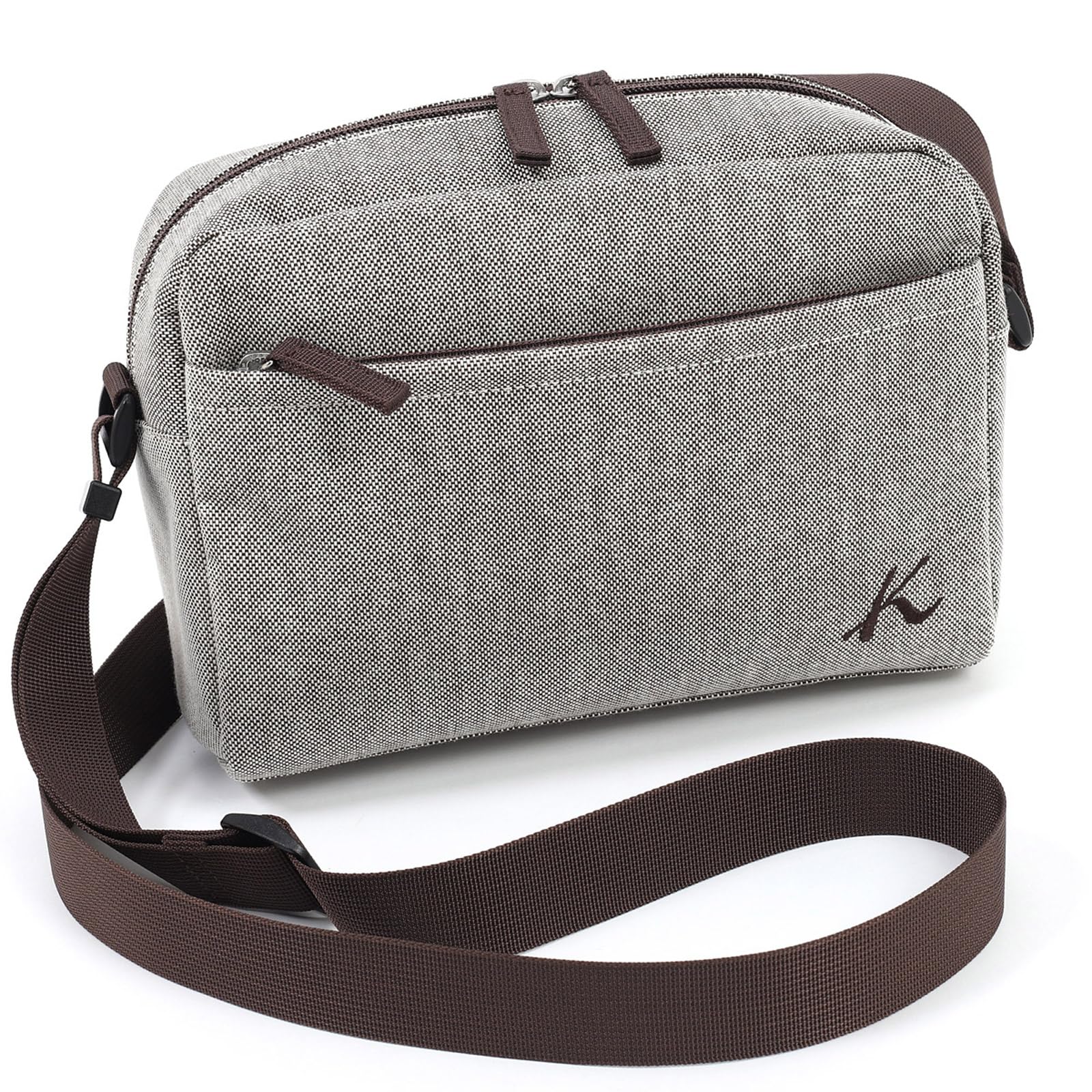 

Chambray Fabric Crossbody Shoulder Bag Brown 60601 [Kitamura] R-0754 Women s [Brown]